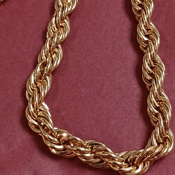 I AM GOLD PLATED THICK CHAIN ROPE NECKLACE LIGHTWEIGHT 18 INCHES WITH EXTENSION - Picture 5 of 9